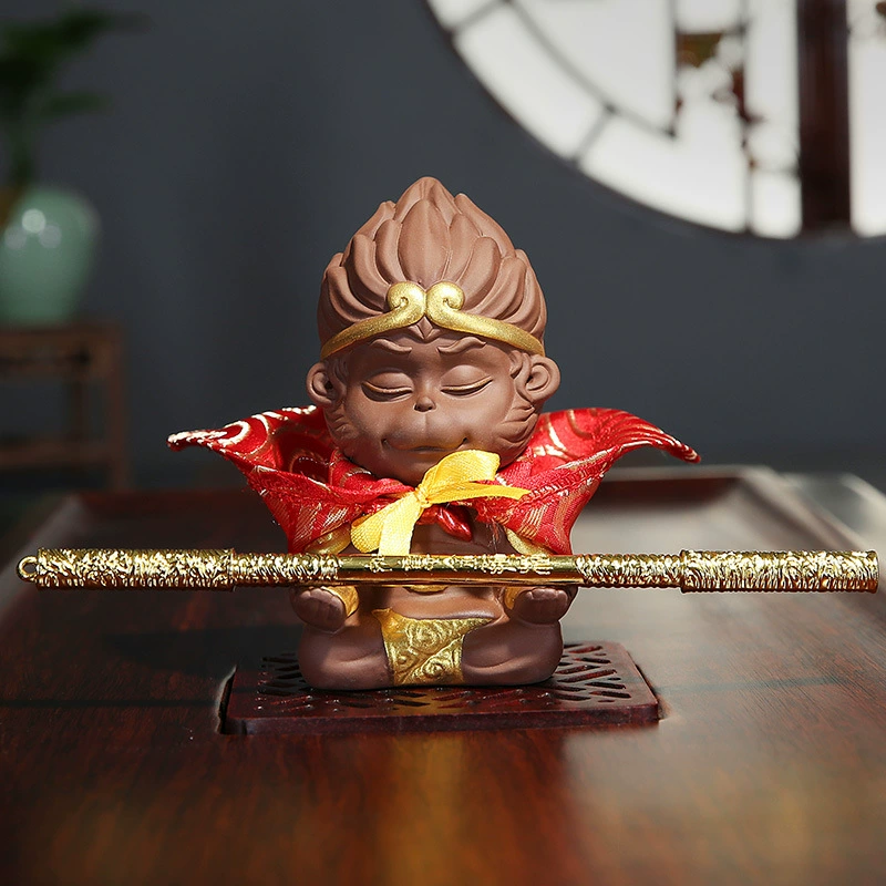 Оптовые чайные питомцы борются с Буддой Qi Tian Da Shengmei Monkey King Wukong Golden Hoe, креативная Zisha чайная церемония аксессуары