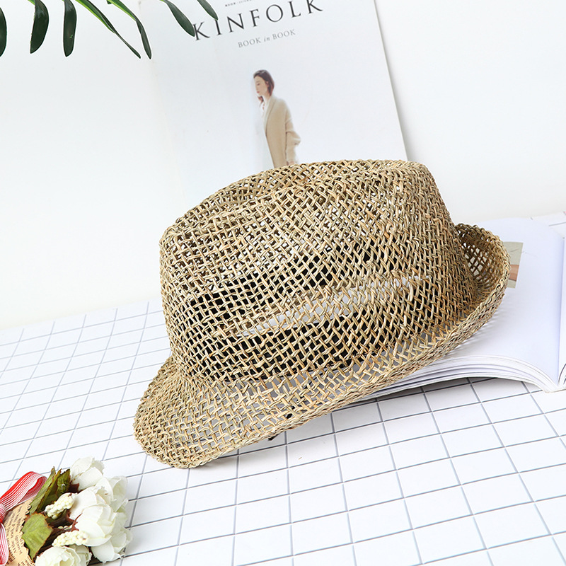 Sombrero de paja verano hueco sol sombrero moda hecho a mano hierba al aire libre que forma el sombrero octogonal sombrero al por mayor