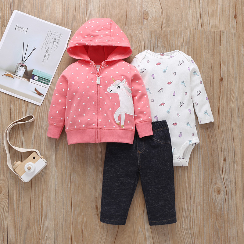 Baby Long-sleeved Hooded Sweater Three-piece Suits display picture 46