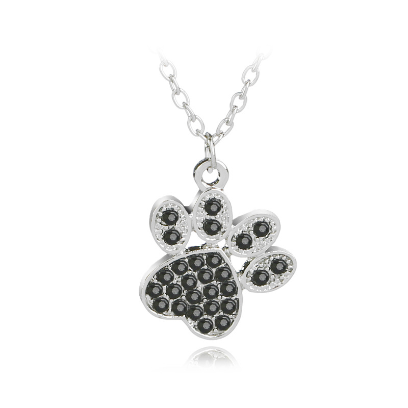 Necklace Fashion Cute Personality Pet Dog Paws Diamond Pendant Necklace Clavicle Chain Accessories Wholesale Nihaojewelry display picture 8