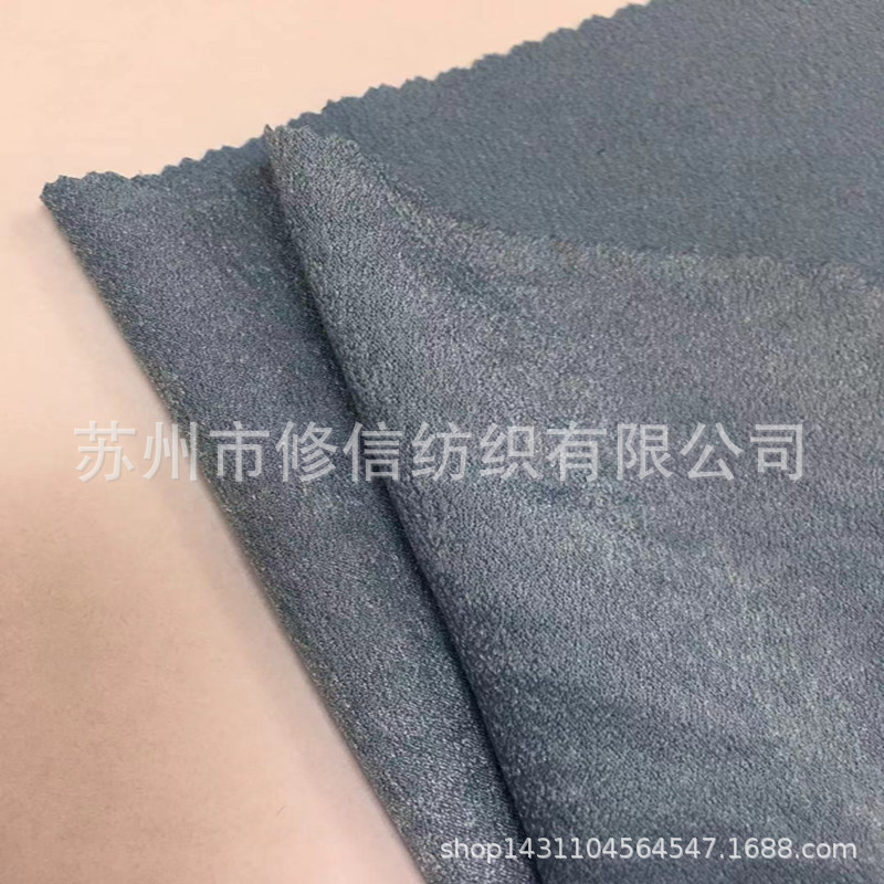 复合丝色丁皱富贵绒 仿真丝色丁绒缎 起绉有光缎面水洗绒韩国绒缎