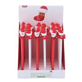 外贸硅胶创意圣诞老人中性笔可爱卡通圣诞帽雪花袜子签字笔速干笔
