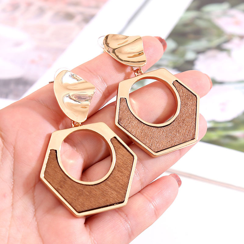 1 Pair Fashion Geometric Wood Handmade Women's Drop Earrings display picture 35