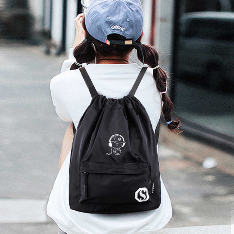 涤纶礼品抽绳束口背包户外运动防水尼龙广告双肩背包可印logo