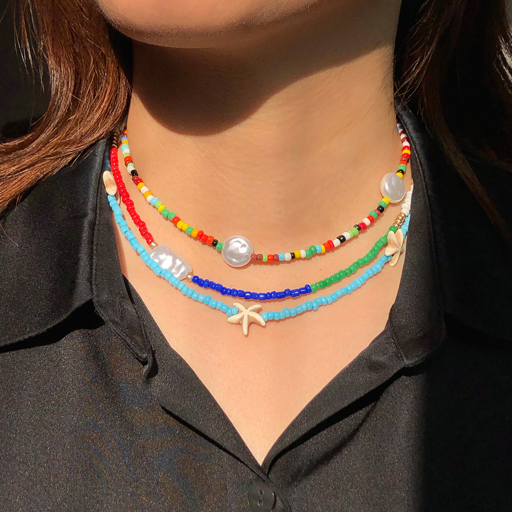Modeschmuck Böhmen Saudi Kontrastfarbe Perlen Geformte Perlenkette Frauen display picture 1