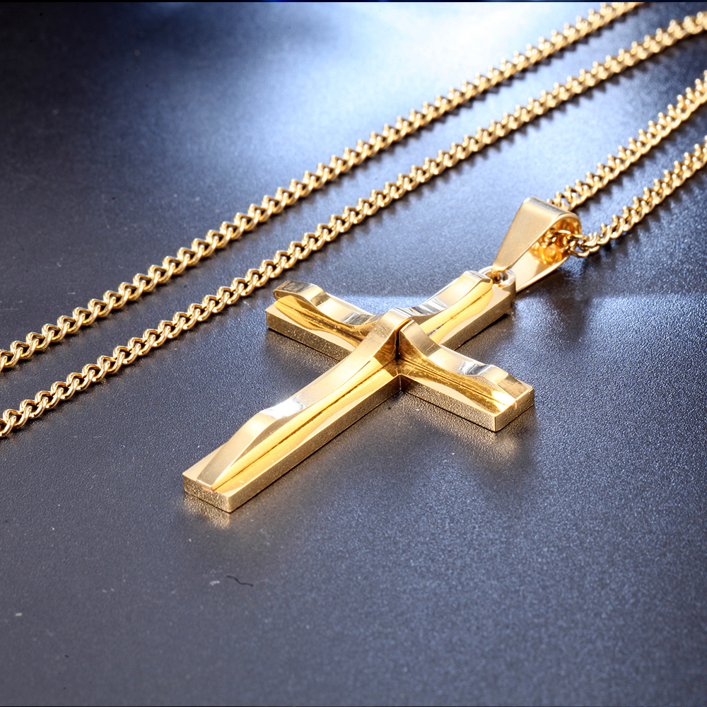 Titanium Steel 18K Gold Plated Rhodium Plated Korean Style Metal Cross None display picture 2
