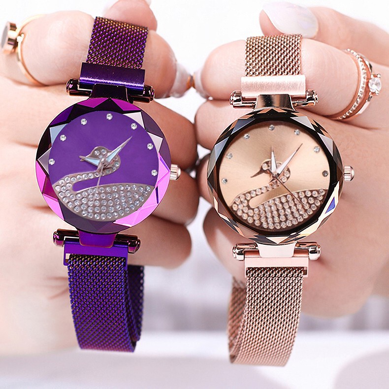 Tiktok Influencer Starry Sky Women's Watch Lazy Little Swan Ladies Watch Dropshipping