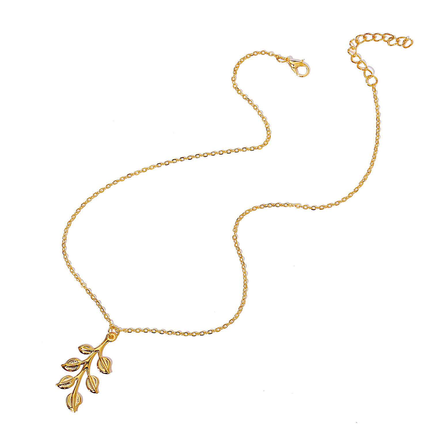 New leaf pendant long necklace clavicle chain
