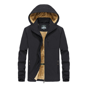 Autumn and winter men’s hooded Plush coat casual versatile jacket man