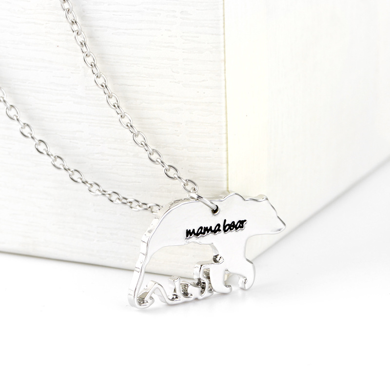 Bear Mother Necklace Clavicle Chain Mother's Day Gift Mama Bear Animal Bear Necklace Wholesale Nihaojewelry display picture 5