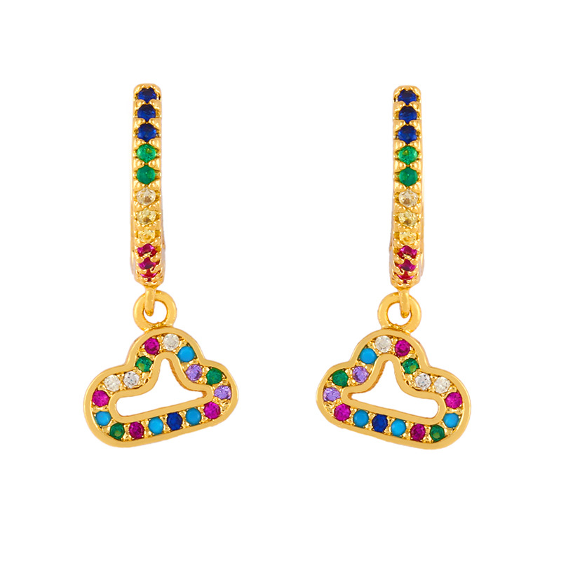 Inlaid Color Diamond Earrings Earrings Women Cloud Earrings display picture 5
