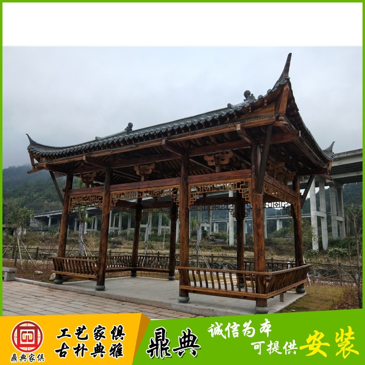 户外仿古古建六角凉亭重檐双层八角凉亭防腐木凉亭菠萝格树脂瓦-阿里巴巴