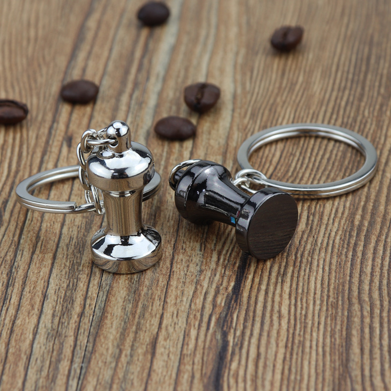 创意3D咖啡杯钥匙扣迷你咖啡器具摩卡壶拉花缸厨房用品钥匙扣挂件