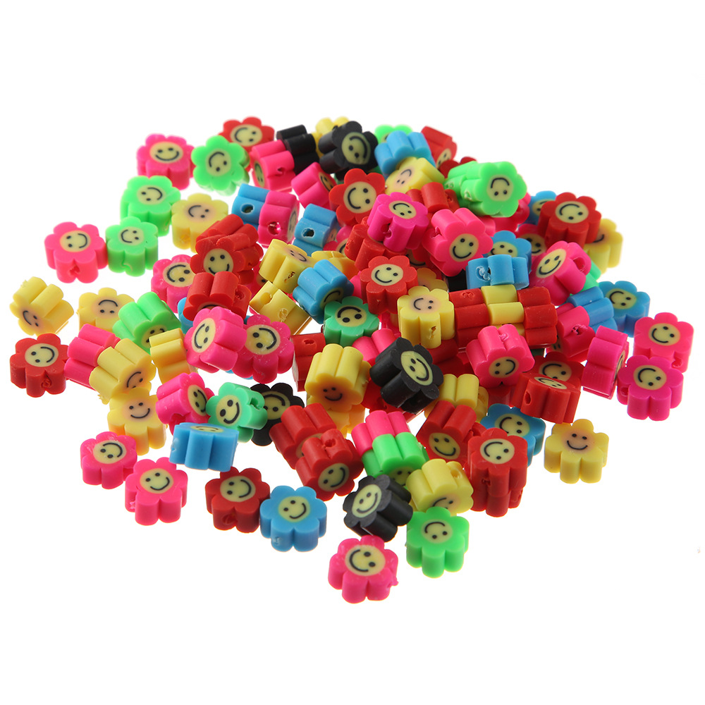 100pcs Lot Polymer Clay Beads Smile Face Sun Flower For Diy Jewellery Making Ebay