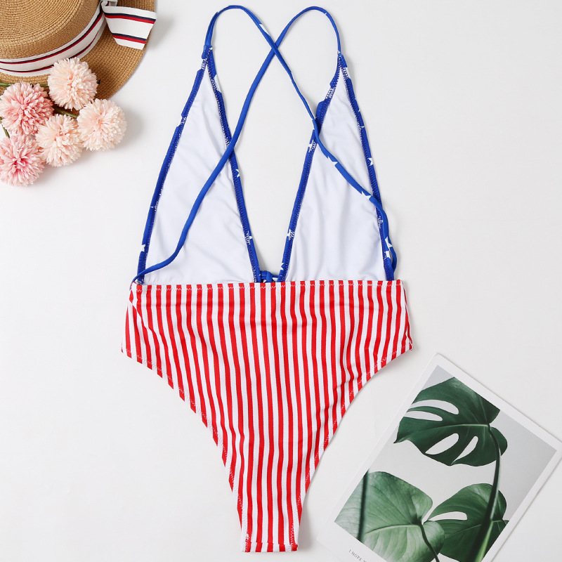 new bikini flag print star knotted sexy bikini NSHL3318