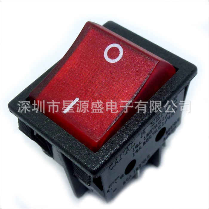 台湾CANAL船型开关 R210BG 6脚带指示灯 翘板船型开关 电源开关