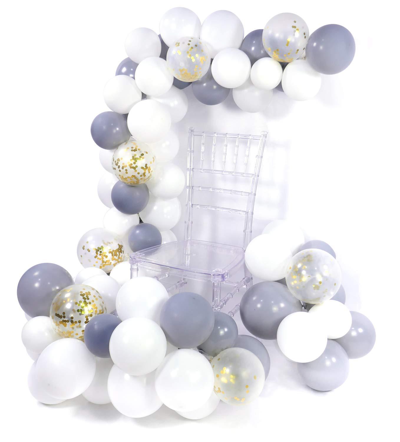 White matte golden colorful balloon