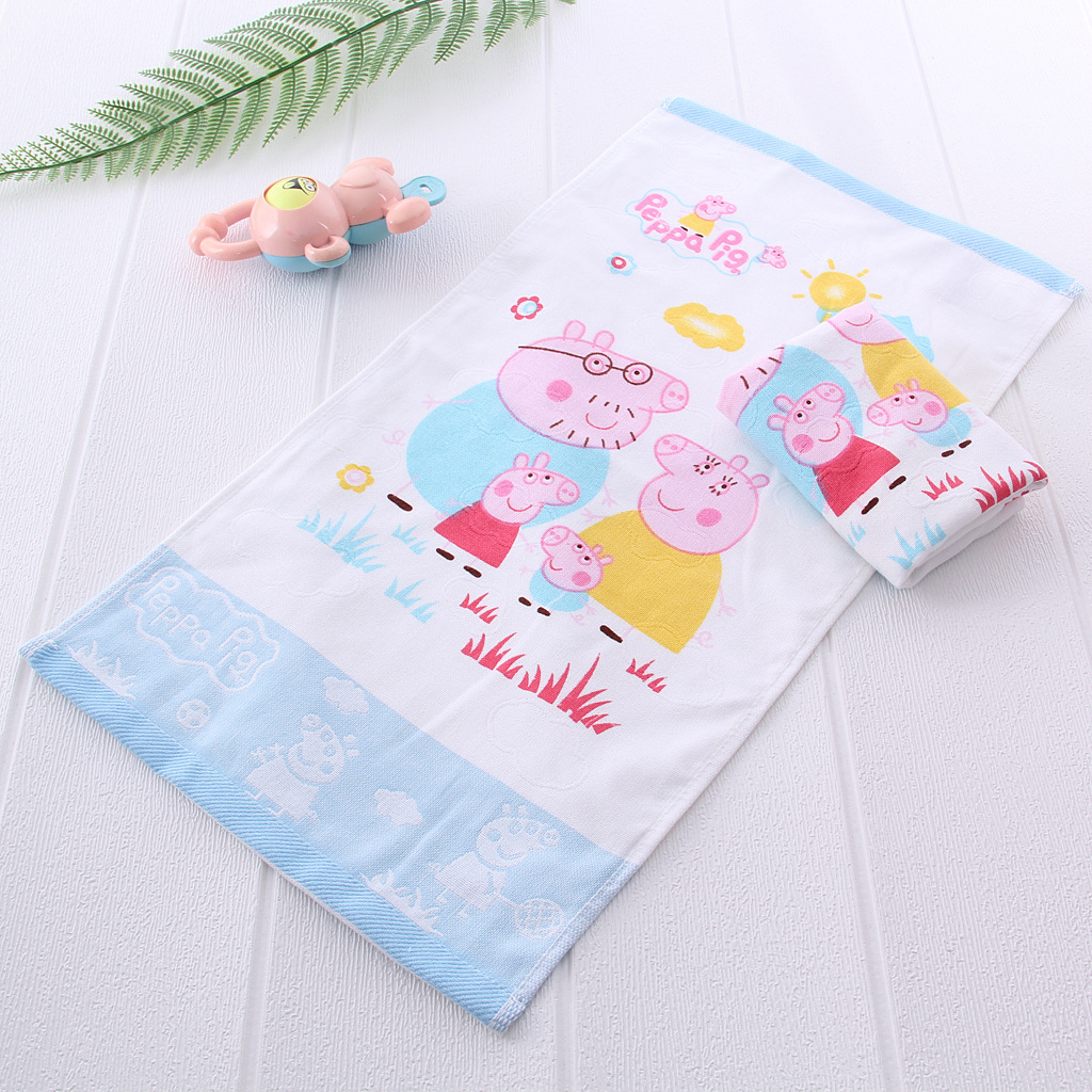 2层纱布棉小毛巾不掉毛不掉色儿童巾夏季孩子洗澡柔软毛巾