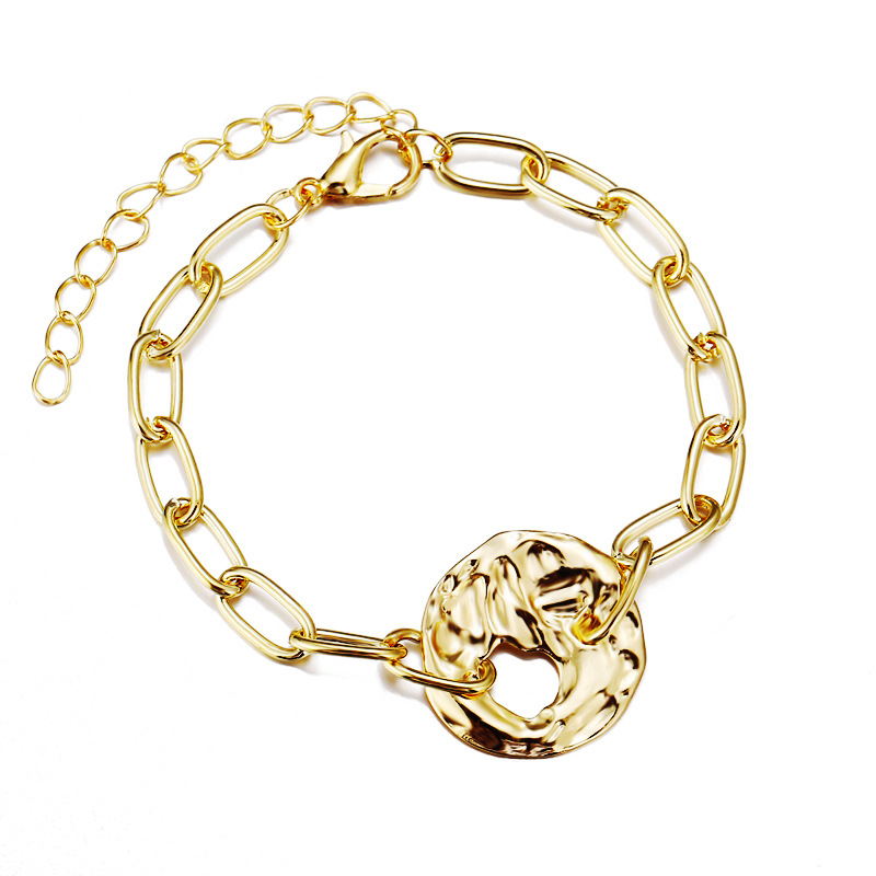 Stylish Geometric Cutout Gold Metal Bracelet display picture 3