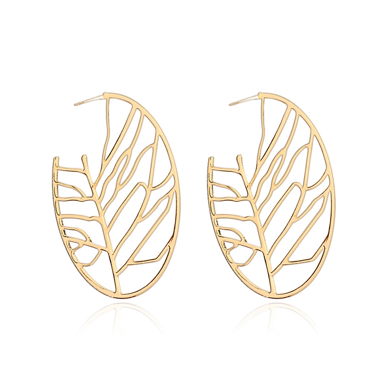 Ethnic Hollow Leaf Earrings Wholesale Nihaojewelry display picture 3