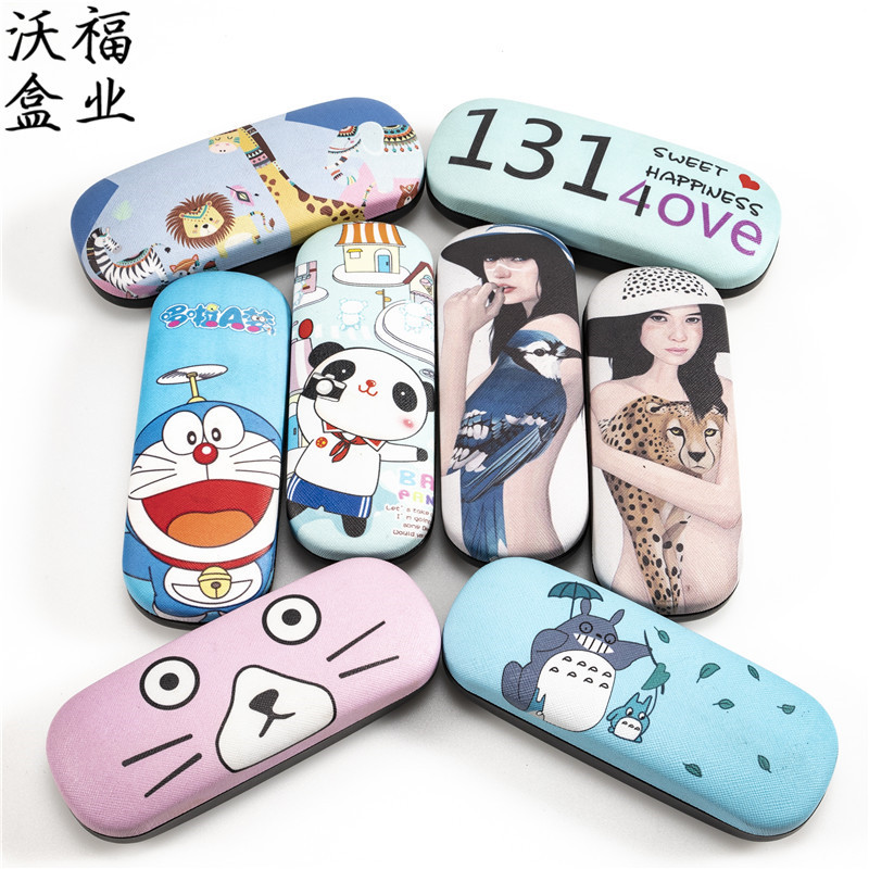 fashion pvc Cartoon glasses case Factory wholesale personality originality Printing glasses case Iron box Can be set logo