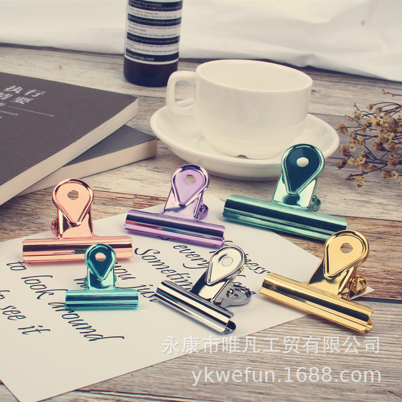 工厂现货供应不锈钢夹子彩色30mm票夹圆形镀镍钢夹多尺寸|ms