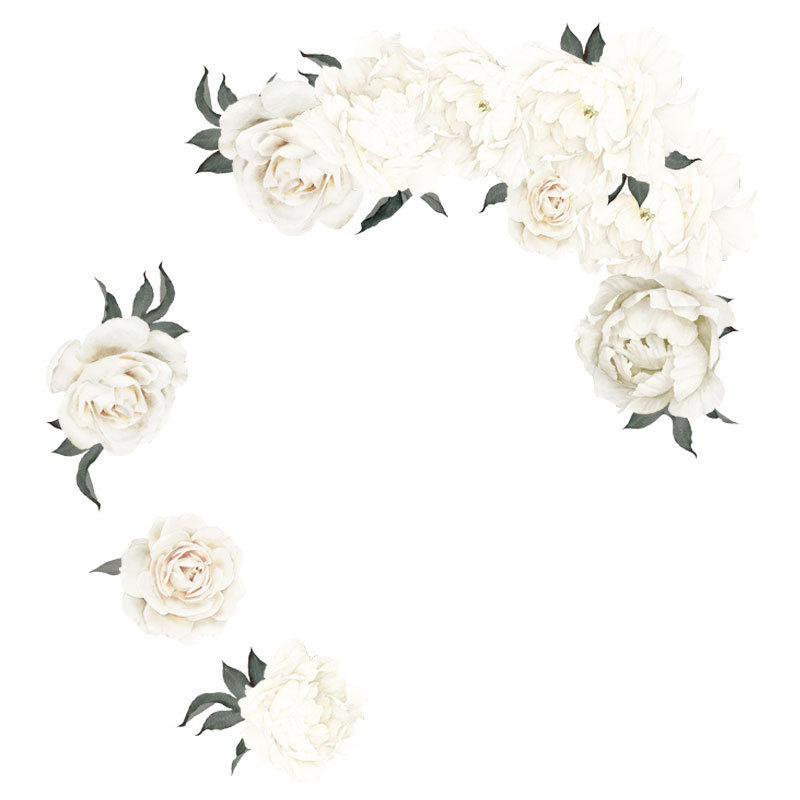 Stickers Muraux De Groupe De Fleurs De Pivoine Blanche display picture 8