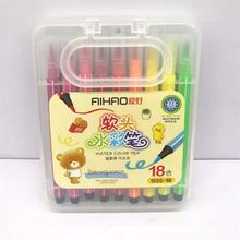 爱好水彩笔1555六角杆软头水彩笔18色 可水洗 儿童美术画笔涂鸦笔