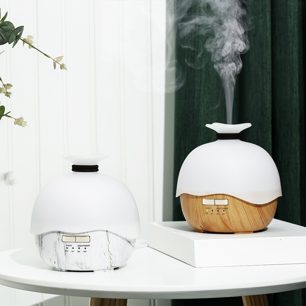 跨境新品400ML樂韻香薰機(jī)家用木紋擴(kuò)香機(jī)精油超聲波香薰燈