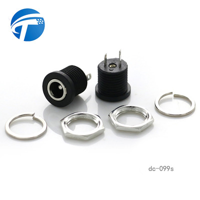 厂商直销DC插座带螺纹母座dc-099s6 5.5*2.1铜针带螺纹DC电源接口|ms