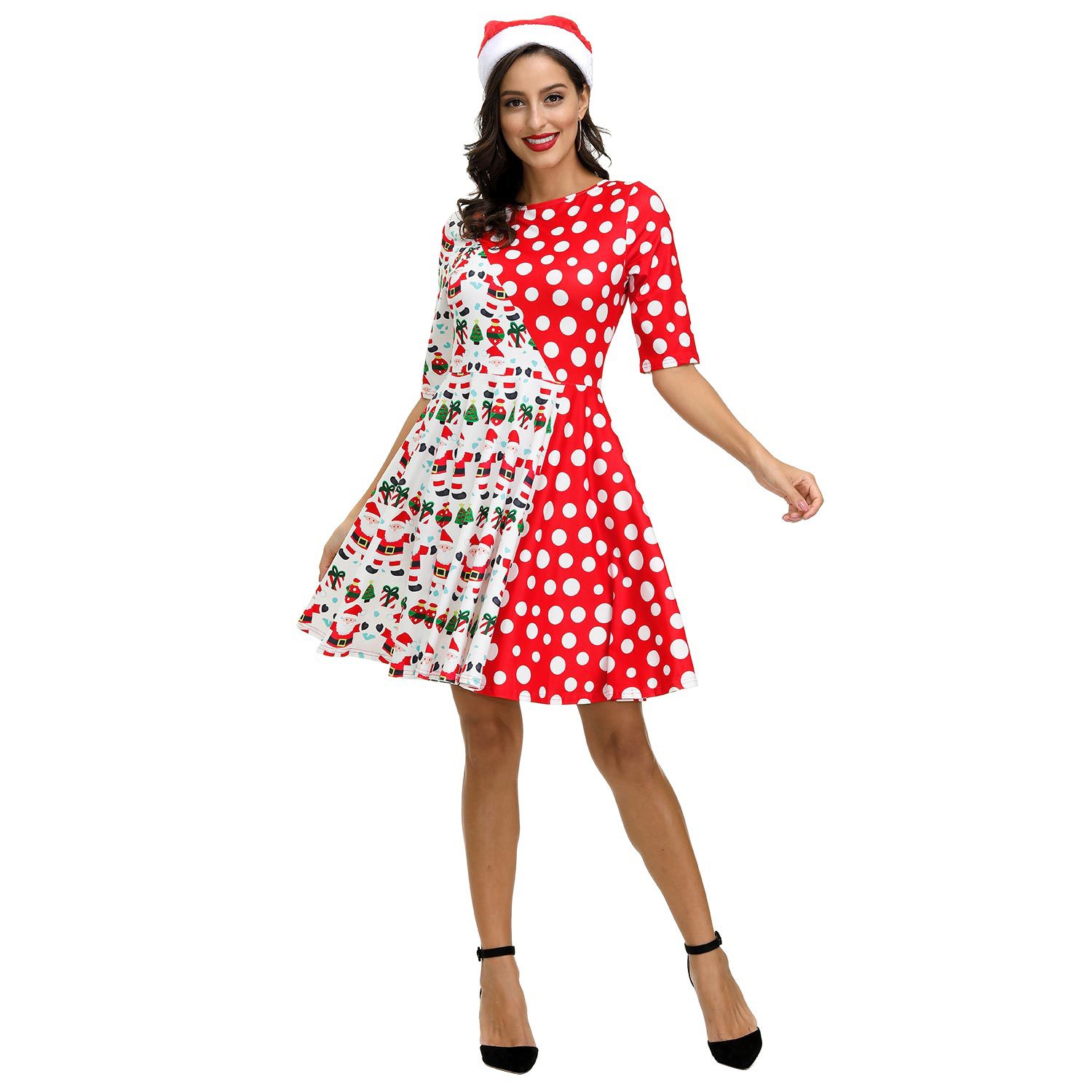 women s Santa Claus digital printing dress nihaostyles wholesale Christmas costumes NSMID78950