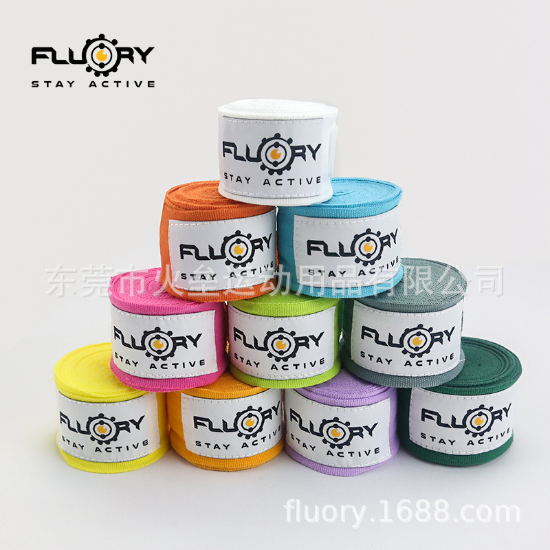 FLUORY Fire Base Pure Cotton Boxing Bandage Wholesale Muay Thai Sanda Fighting Hand Strap Hand Strap Sports Bandage