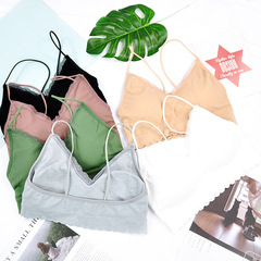 春夏新款螺紋美背無鋼圈抹胸運動瑜伽少女睡眠內衣性感蕾絲邊文胸