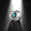 Retro metal turquoise ring with stone, European style, Amazon