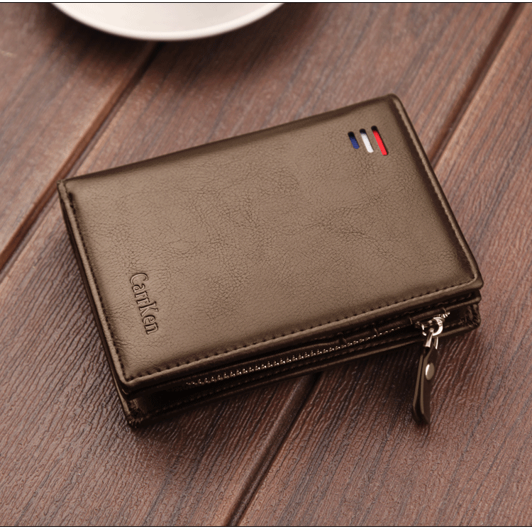 Men's Wallet Short Rfid Anti-degaussing Wallet Buckle Zipper Bag Dollar Clip Anti-theft Brush display picture 8