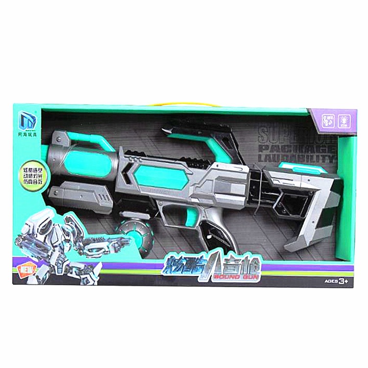 热卖新款阿海小小部队儿童电动声光语音变形震动投影吃鸡玩具枪