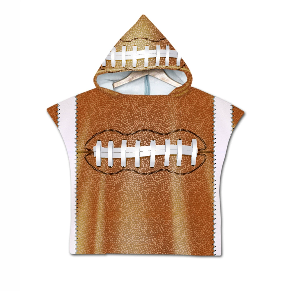 Вышитые 2-дневные волосы вышивка регби цифровой печатью пляжное полотенце дети Дети с капюшоном банное полотенце из микрофибры