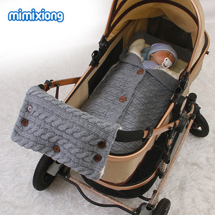 ins hot sale winter New newborn sleeping bag fleece-lined thickened baby stroller sleeping bag + stroller gloves suit