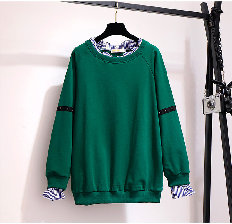 Vêtements pour femmes Fat Mm Automne Pull épaissi Imprimé Pantalon en jean ample Costume décontracté mince_voghion.com
