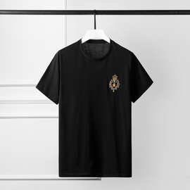 2019夏季新款T恤爱心印度丝皇冠男式针织衫欧美大牌元素工厂直供