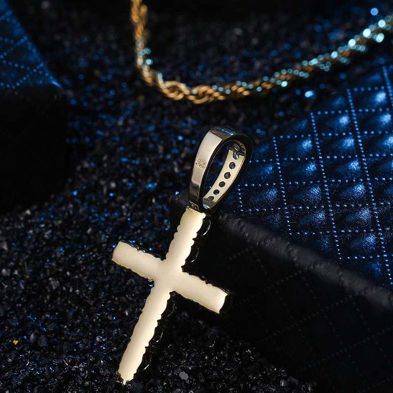 Casual Simple Style Cross Sterling Silver Inlay Zircon Pendant Necklace 1 Piece display picture 7