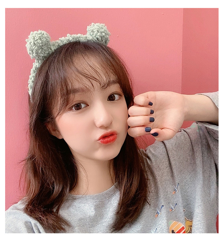 日系简约百搭羊卷绒发箍仙女洗脸可爱熊耳朵头箍森系外出发饰超仙