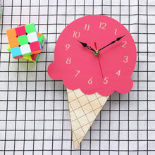 新品家居个性卡通创意挂钟 客厅亚克力冰淇淋儿童钟表 一件代发