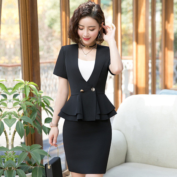 Coat summer professional short-sleeved suit Western skirt two-piece