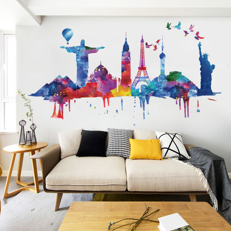 New Watercolor Architectural Landscape Wall Stickers display picture 2