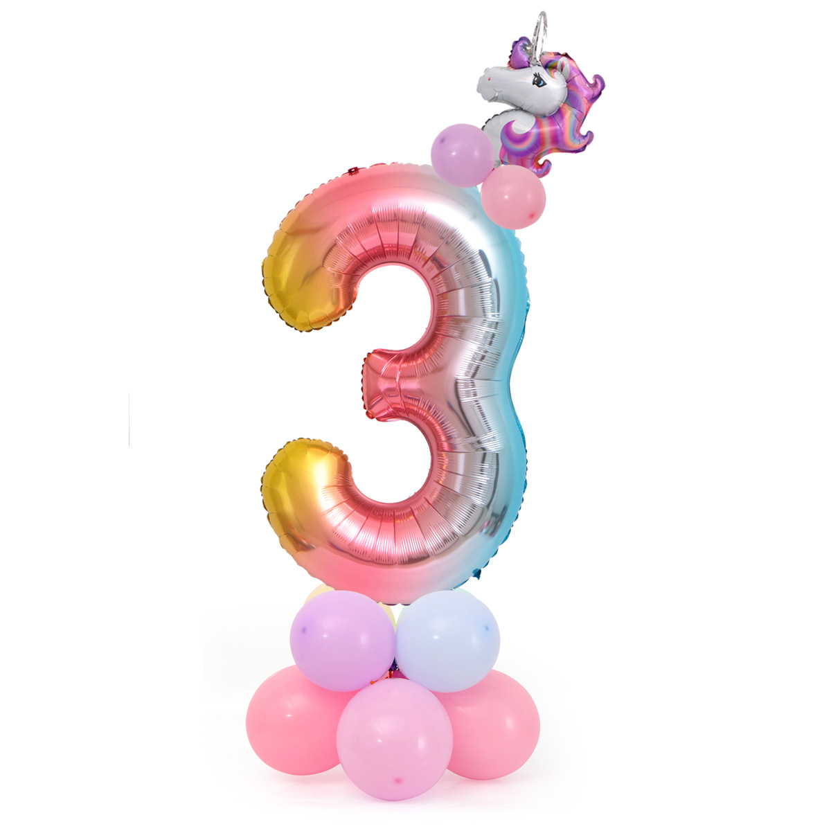 Unicorn Gradient Birth-Year 0 - 9 Foil Balloons - 101 cm