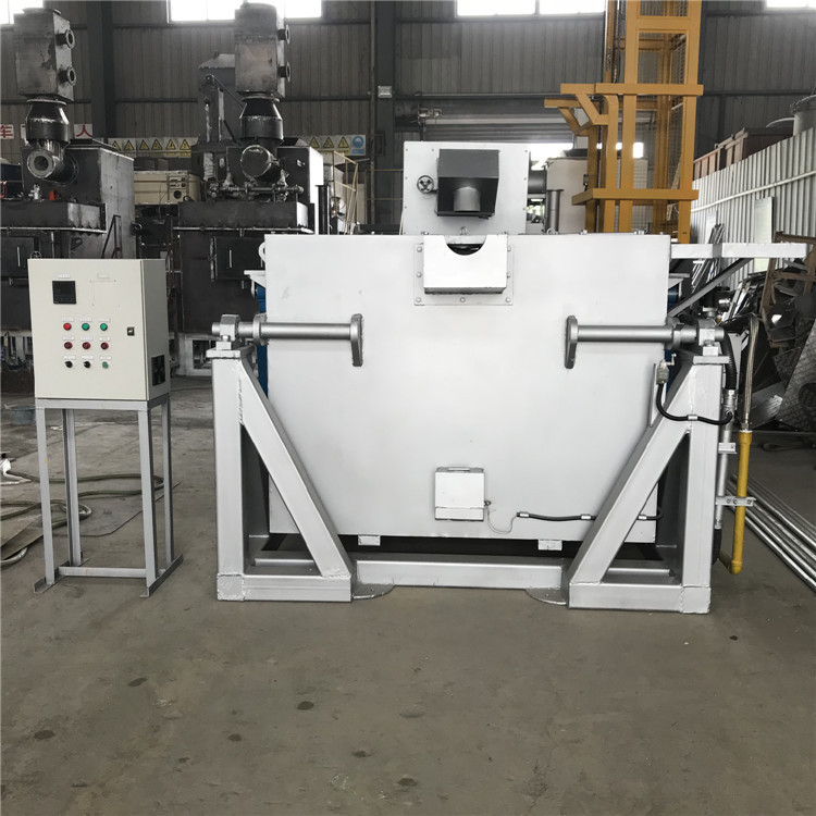 蓄热式倾斜燃气熔铝炉 90度液压翻转熔铝炉 500kg铝合金燃气炉