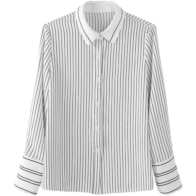Stripe shirt Autumn cardigan blouse Chiffon shirt