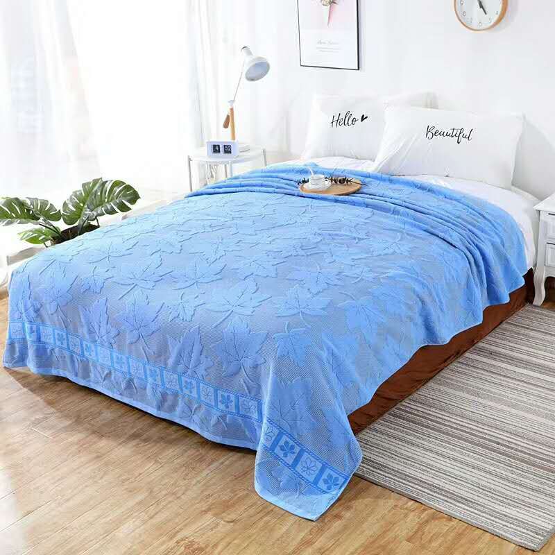 廠家批發楓葉款毛巾被提花單雙人夏被空調被舒適透氣壹件代發