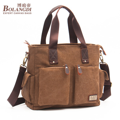 廠家批發 帆布男包斜挎包休閑布包手提包 大容量旅行包男士單肩包